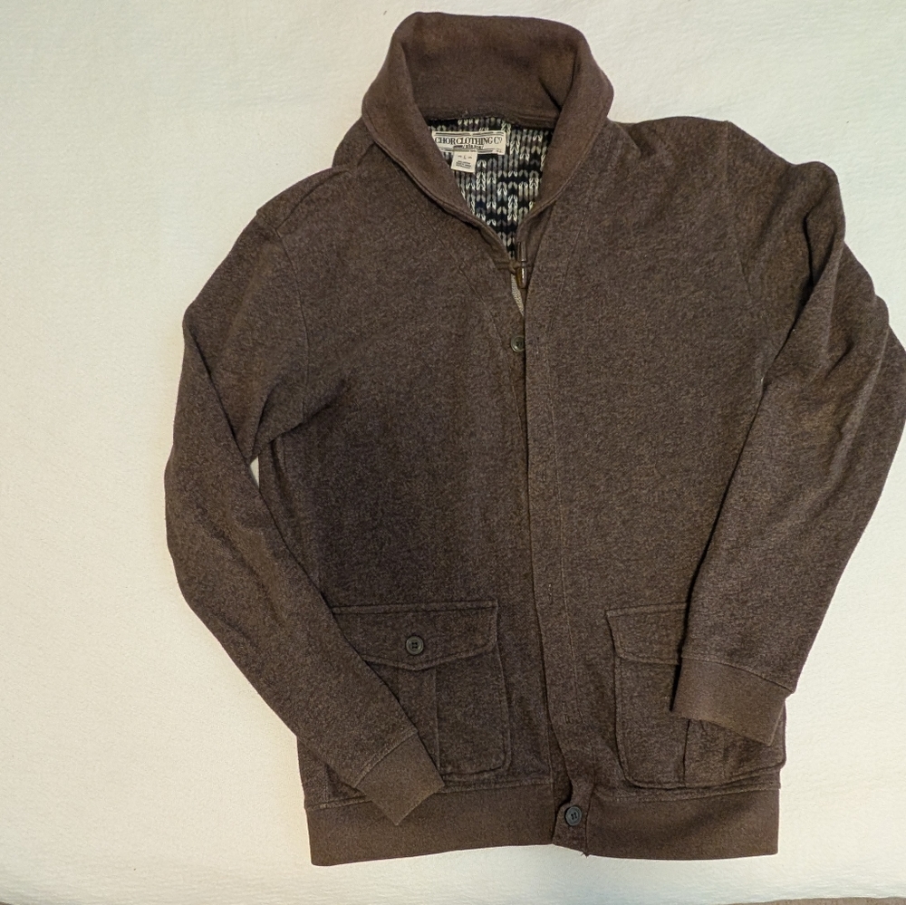 Brown Cardigan Button Up Sweater with High Collar